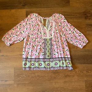 Pink and Green colored blouse
